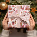 Pink Gingerbread House Christmas Wrapping Paper<br><div class="desc">"Make your holiday gifts look sweet and festive with this Pink Gingerbread House Christmas Wrapping Paper! This charming design features whimsical pink gingerbread houses, candy canes, frosted trees, and sugary details that bring a delightful touch of holiday magic. The soft pink colour palette adds a modern, playful twist to a...</div>