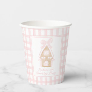 Pink Gingerbread House Party Paper Cups