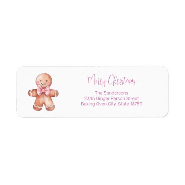 Pink Gingerbread Man Return Address Label (Front)