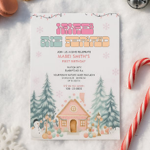 Pink GingerBread Winter Onederland 1st Birthday  Invitation