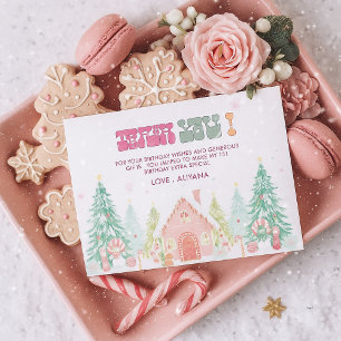 Pink GingerBread Winter Onederland 1st Birthday  Thank You Card