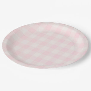 Pink Gingham 1 Paper Plate