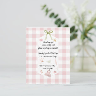 Pink Gingham Baby Girl Shower Invitation