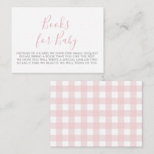 Pink Gingham Baby Shower Book Request Card