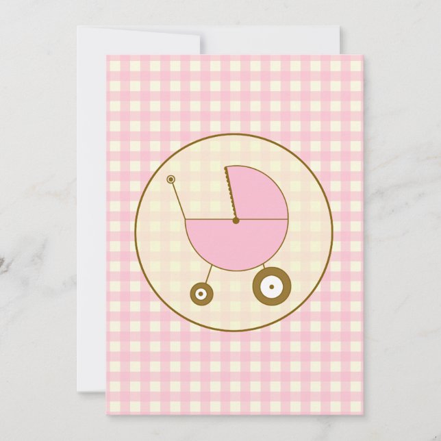 Pink Gingham Baby Shower Invitation (Front)