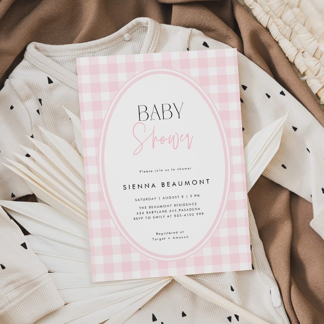 Pink Gingham Baby Shower Invitation (Creator Uploaded)