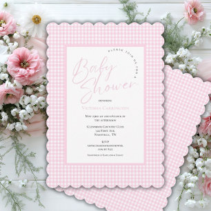 Pink Gingham Baby Shower Invitation