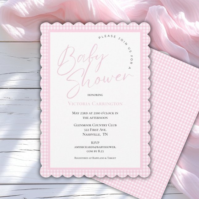 Pink Gingham Baby Shower Invitation (Creator Uploaded)