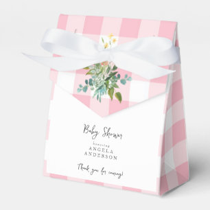 Pink Gingham Baby Shower Thank You Favour Box