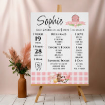 Pink Gingham Barnyard Milestones Glossy Poster