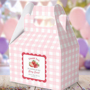 pink gingham berry sweet baby shower favour box
