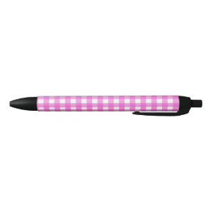 Pink gingham black ink pen