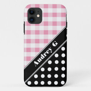 Pink Gingham Black Polka Dot iPhone 5 Case