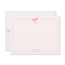 Pink Gingham Bow Baby Kids Personalised Stationery