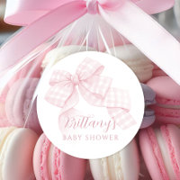 Pink Gingham Bow Baby Shower