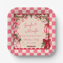 Pink Gingham Bow Christmas Party