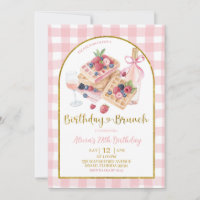 Pink Gingham Bow Coquette Waffle Birthday Brunch