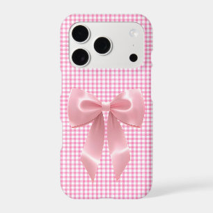 Pink Gingham Bow iPhone Case Preppy Coquette