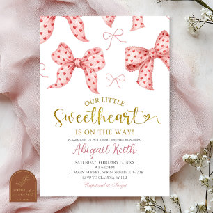 Pink Gingham Bow Sweetheart Baby Shower  Invitation