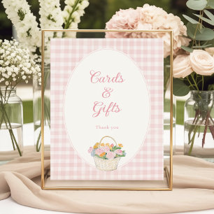 Pink Gingham Bridal Shower Cards and Gifts Poster