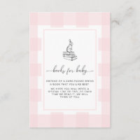 Pink Gingham Bunny Books Request Insert Card