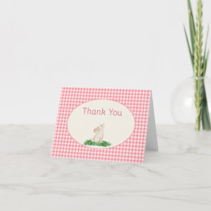 Pink Gingham Bunny Thank You Card