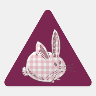 pink gingham bunny triangle sticker
