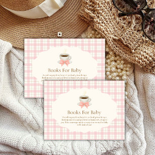 Pink Gingham Cafe Bébé Coffee Books Baby shower Enclosure Card