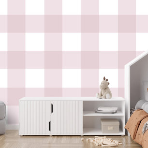 Pink gingham check large cute simple plaid wallpaper