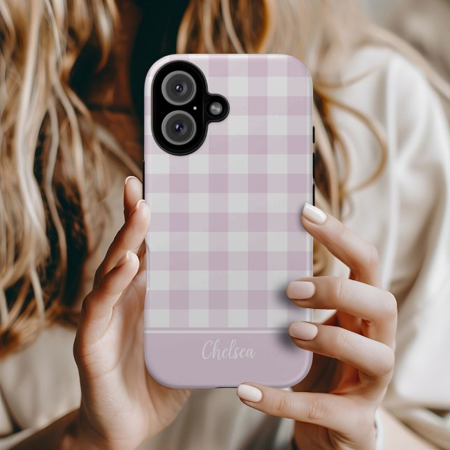 Pink Gingham Check MagSafe Tough (Gingham check pink phone case
)