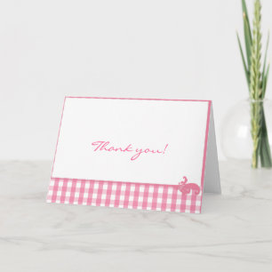 Pink Gingham Check Pattern Thank You Card
