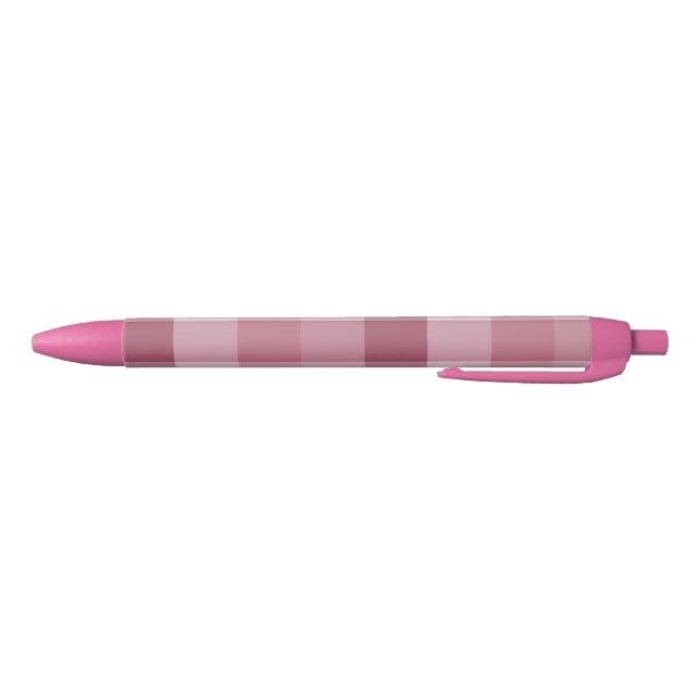 Pink Gingham Check Plaid Design Black Ink Pen (Bottom)