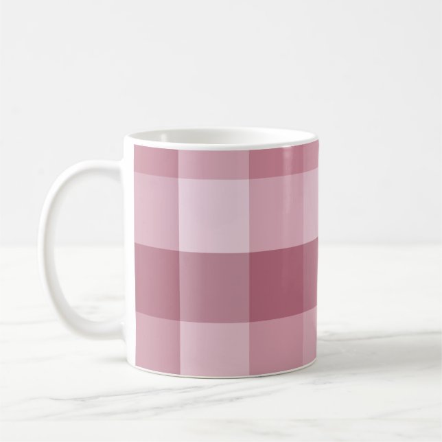 Pink Gingham Check Plaid Design Coffee Mug (Left)