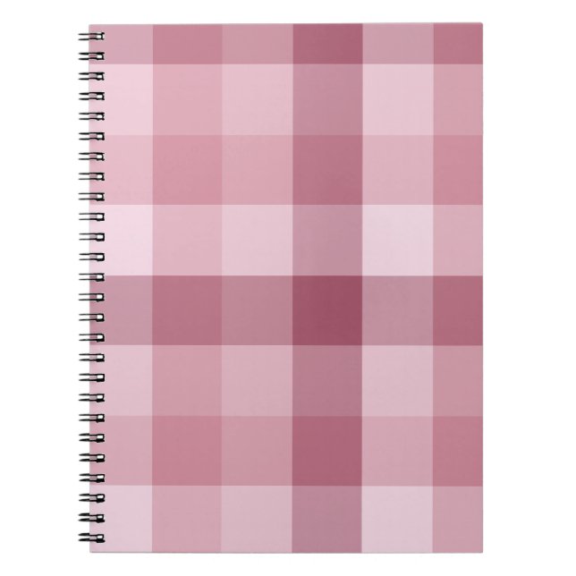 Pink Gingham Check Plaid Design Notebook (Front)