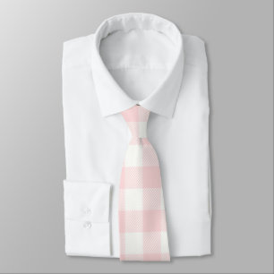 Pink Gingham Check Plaid  Tie