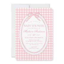 Pink Gingham Coquette Bow Baby Shower