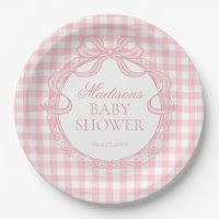 Pink Gingham Coquette Bow Baby Shower