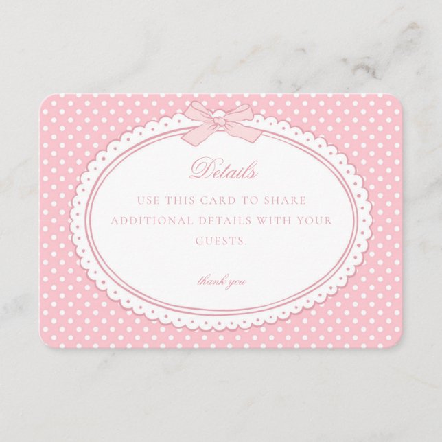 Pink Gingham Coquette Bow Details Card (Front)