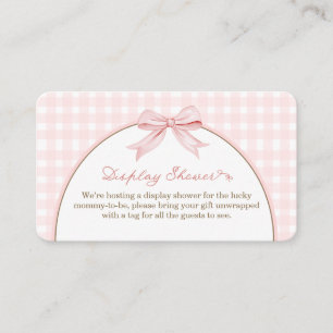 Pink Gingham Coquette Bow Display Shower Enclosure Card