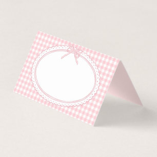 Pink Gingham Coquette Bow Place Card Table Decor