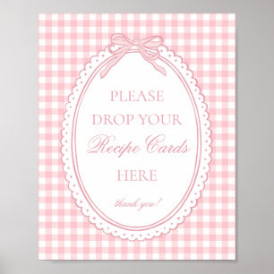 Pink Gingham Coquette Bow Share a Recipe Poster