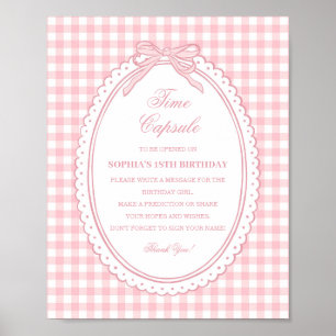 Pink Gingham Coquette Bow Time Capsule Game Poster
