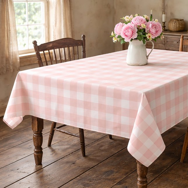 Pink Gingham Cotton Tablecloth  (Creator Uploaded)