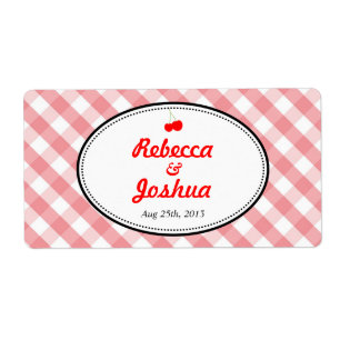Pink gingham country rustic wedding favour tag