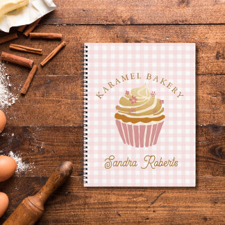 Pink Gingham Cupcake Pastry Chef Notebook