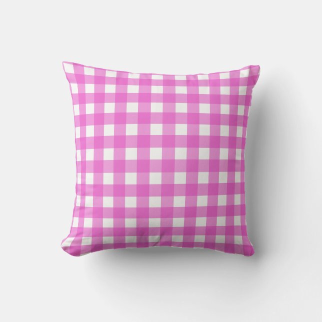 Pink gingham cushion (Front)