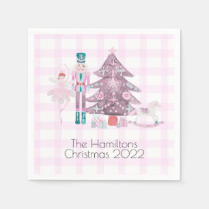 Pink Gingham Custom Nutcracker  Napkin