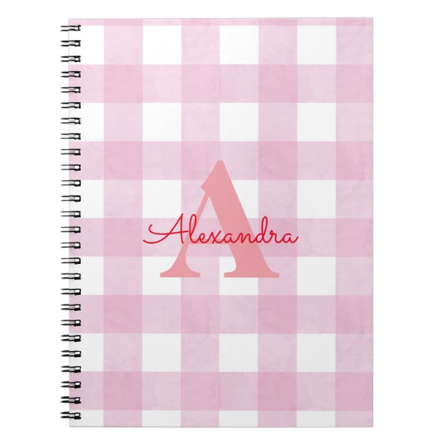 Pink Gingham Decor Notebook (Front)