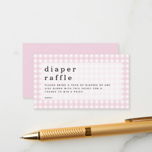 Pink Gingham Diaper Raffle Picnic Baby Shower Enclosure Card
