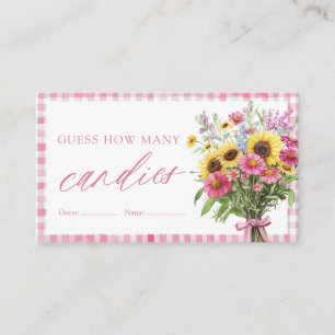 Pink Gingham Farmers Market Guess How Many Candies Enclosure Card